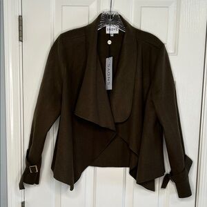 NWT SNDYS green open front drape jacket medium SFJ011S